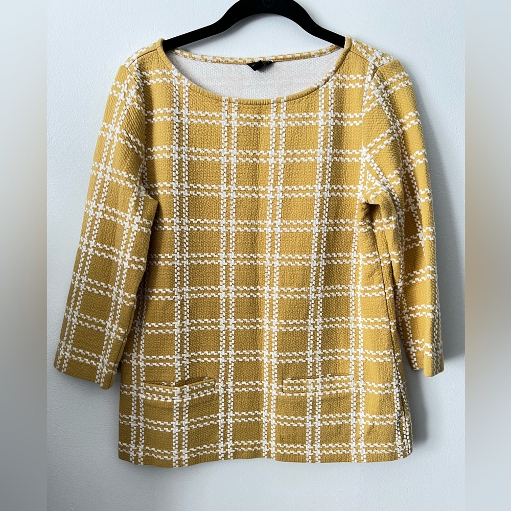 ANN TAYLOR | Women Rustic Yellow Ann Taylor Striped Blouse, Size M